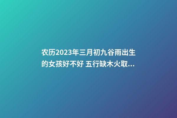 农历2023年三月初九谷雨出生的女孩好不好 五行缺木火取名测试打分